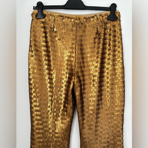 Free People Party Flare Sequin Pants is Bronze Gold - Picture 8 of 11
